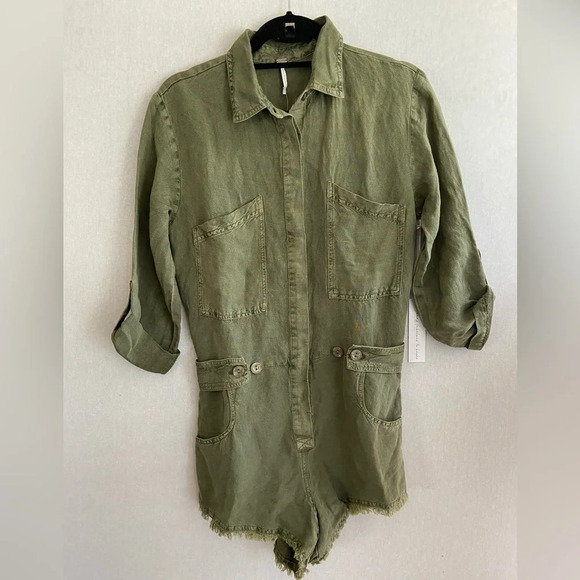 NWT YOUNG FABULOUS & BROKE YFB Linen  Blend Lake Side Romper Sz Xs - Picture 2 of 16